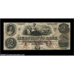 Burlington, VT- Merchants Bank $2 May 1, 1862 G8a Coulter 97A very rare note listed as SENC in Haxby