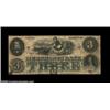 Image 1 : Burlington, VT- Merchants Bank $3 Sept. 1, 1864 UNLThis note, with its green overprint, is unlisted.