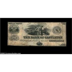 Castleton, VT- The Bank of Castleton $20 R7 Coulter 8A very rare note which has been raised from a $
