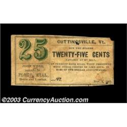 Cuttingsville, VT- John Webb 10ó, 25ó Nov. 1, 1862 Coulter UNL, 2The 10ó note is Uncirculated, the 2