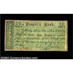 Derby Line, VT- A.T. Foster 10ó Nov. 1, 1862 Coulter 4A very rare piece of scrip printed in green, r