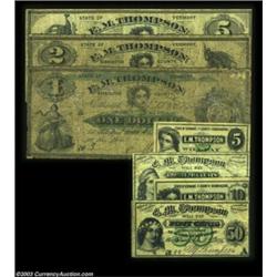 North Pownal, VT - E.M. Thompson5ó, 10ó, 25ó, 50ó Apr. 4, 1876, all grading VF to XF; $1, $2, $5 Sep