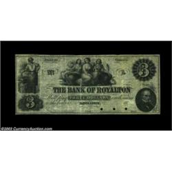 Royalton, VT- The Bank of Royalton $3 UNLThis $3 is unlisted in Haxby without the overprint. Very Fi