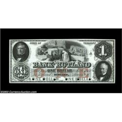 Rutland, VT- Bank of Rutland $1 G10a ProofA spectacularly engraved gray, black and white Proof with.