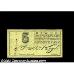 Rutland, VT- Rutland & Washington R.R. 5ó Sept. 1862 Coulter 44A very scarce piece of Vermont railro