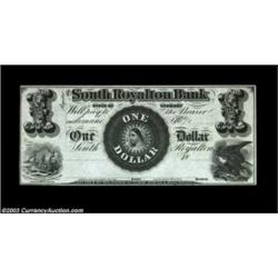 South Royalton, VT- The South Royalton Bank $1 G4 Uncancelled and on paper that certainly looks and.