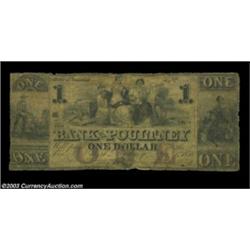 West Poultney, VT- Bank of Poultney $1 Jan. 1, 1856 UNLLow grade but intact, and with a red overprin