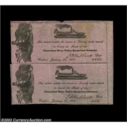 Windsor, VT- Connecticut River Valley Steam-boat Company Jan. 20, 1831 20 Miles Uncut PairWe sold a.
