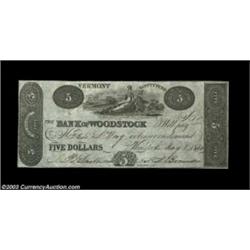 Woodstock, VT- The Bank of Woodstock $5 May 1, 1840 S5 Coulter 7An extremely rare note, and in unusu