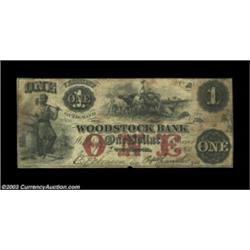 Woodstock, VT- The Woodstock Bank $1 Jan. 1, 1857 G4bA nice example of this very rare note. Fine-Ver