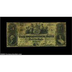 Woodstock, VT- The Woodstock Bank $5 Jan. 1, 1849 UNLThis design is unlisted both in Haxby and Coult