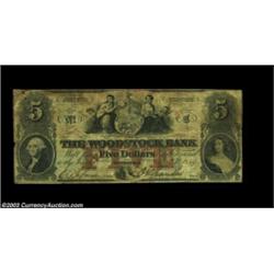 Woodstock, VT- The Woodstock Bank $5 Jan. 1, 1849 UNLThe same design as the note above, but this pie