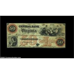 Staunton, VA - Central Bank of Virginia $50 April 1, 1860 G22aBlue serial number and red overprint a