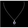 Image 1 : 14KT White Gold 3.29ct Tanzanite and Diamond Pendant With Chain