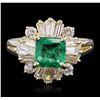 Image 1 : 14KT Yellow Gold 1.18ct Emerald and Diamond Ring