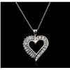 Image 2 : 10KT White Gold 0.50ctw Diamond Heart Pendant With Chain
