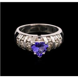 0.96ct Tanzanite and Diamond Ring - 14KT White Gold