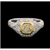 Image 1 : 18KT Two-Tone Gold 1.23ctw Fancy Light Yellow Diamond Ring