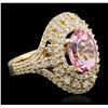 Image 2 : 14KT Yellow Gold 2.81ct Kunzite and Diamond Ring