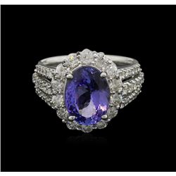 3.70ct Tanzanite and Diamond Ring - 14KT White Gold