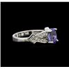 Image 2 : 1.25ct Tanzanite and Diamond Ring - 14KT White Gold