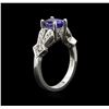 Image 3 : 1.25ct Tanzanite and Diamond Ring - 14KT White Gold