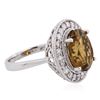 Image 2 : 14KT White Gold 4.67ct Orange Tourmaline and Diamond Ring