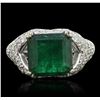 Image 1 : 14KT White Gold 4.40ct Emerald and Diamond Ring