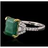 Image 2 : 14KT Two-Tone Gold 3.94ct Emerald and Diamond Ring