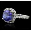 Image 2 : 14KT White Gold 4.08ct Tanzanite and Diamond Ring