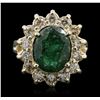 Image 1 : 14KT Yellow Gold 2.59ct Emerald and Diamond Ring