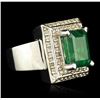 Image 2 : 14KT White Gold 3.83ct Emerald and Diamond Ring