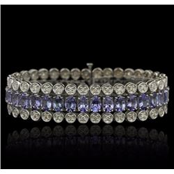10KT White Gold 20.84ctw Tanzanite and Diamond Bracelet