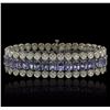Image 1 : 10KT White Gold 20.84ctw Tanzanite and Diamond Bracelet