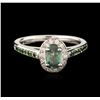Image 1 : 14KT White Gold 0.79ct Alexandrite, Tsavorite and Diamond Ring