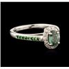 Image 2 : 14KT White Gold 0.79ct Alexandrite, Tsavorite and Diamond Ring