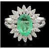 Image 1 : 14KT White Gold 1.53ct Emerald and Diamond Ring