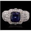Image 1 : 14KT White Gold 3.23ct Sapphire and Diamond Ring