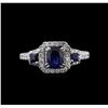 Image 1 : 0.83ctw Sapphire and Diamond Ring - 14KT White Gold