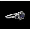 Image 2 : 0.83ctw Sapphire and Diamond Ring - 14KT White Gold