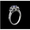 Image 3 : 0.83ctw Sapphire and Diamond Ring - 14KT White Gold