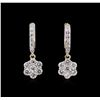 Image 1 : 1.10ctw Diamond Dangle Earrings - 14KT Yellow Gold