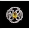 Image 1 : 1.15ct Yellow Sapphire and Diamond Ring - 14KT White Gold