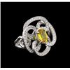 Image 2 : 1.15ct Yellow Sapphire and Diamond Ring - 14KT White Gold