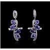 Image 1 : 14KT White Gold 11.81ctw Tanzanite and Diamond Earrings