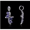 Image 2 : 14KT White Gold 11.81ctw Tanzanite and Diamond Earrings