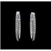 Image 1 : 3.77ctw Diamond Hoop Earrings - 14KT White Gold