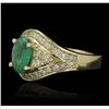 Image 2 : 14KT Yellow Gold 1.20ct Emerald and Diamond Ring