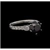 Image 2 : 3.64ctw Black Diamond Ring - 14KT White Gold