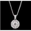 Image 1 : 14KT White Gold 0.90ctw Diamond Pendant With Chain